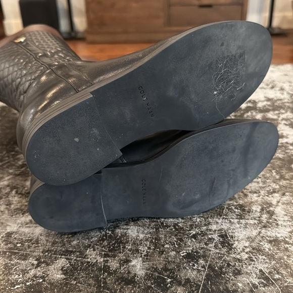 Cole Haan Black/Brown Quilted Leather Riding Boots Size 7 - Picture 6 of 8